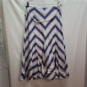 Tailor B. Moss Blue and White Chevron Striped Full Midi Skirt Size 6